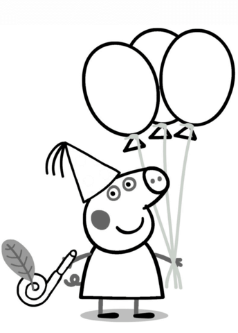 Peppa Pig With Ballons Coloring Page